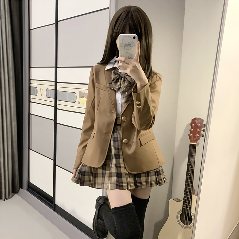 jk制服裙套装正版原创西服西装外套女秋冬季学生学院风裙子三件套