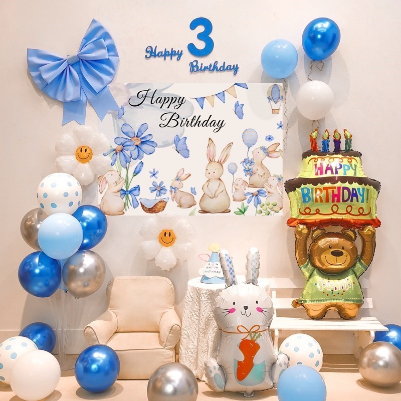 宝宝生日快乐气球装饰场景布置男孩儿童一周岁家用派对用品背景墙 - 图1