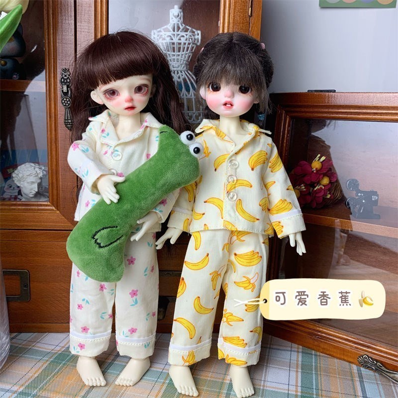 【经典家居服】bjd6分睡衣休闲娃衣30厘米上下装套装做工好花色多 - 图0