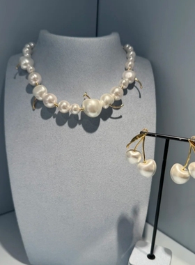 [新品]何家925纯银奶油车厘子项链耳环手链轻奢优雅趣味礼物