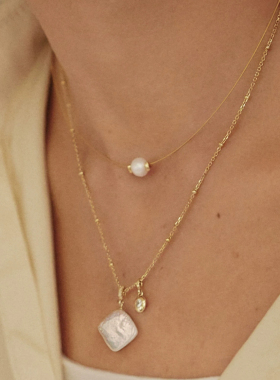 何家原厂925纯银悬浮珍珠项链简约优雅淡水珍珠锁骨链气质颈链