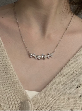 何家赵今麦同款925纯银白月光锁骨链轻奢气质高级感女生日礼物