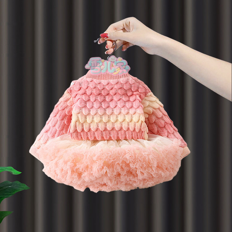 宝宝秋冬连衣裙套装女童毛衣开衫炸屁裙婴儿韩版甜美tutu裙公主裙,淘宝优惠券,粉丝福利购,淘宝优惠卷