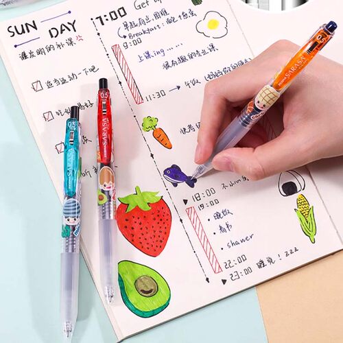 日本ZEBRA斑马JJ15按动中性笔营养素限定学生0.5mm黑色笔芯SARASA水性笔签字笔速干顺滑水笔文具学霸刷题套装 - 图0