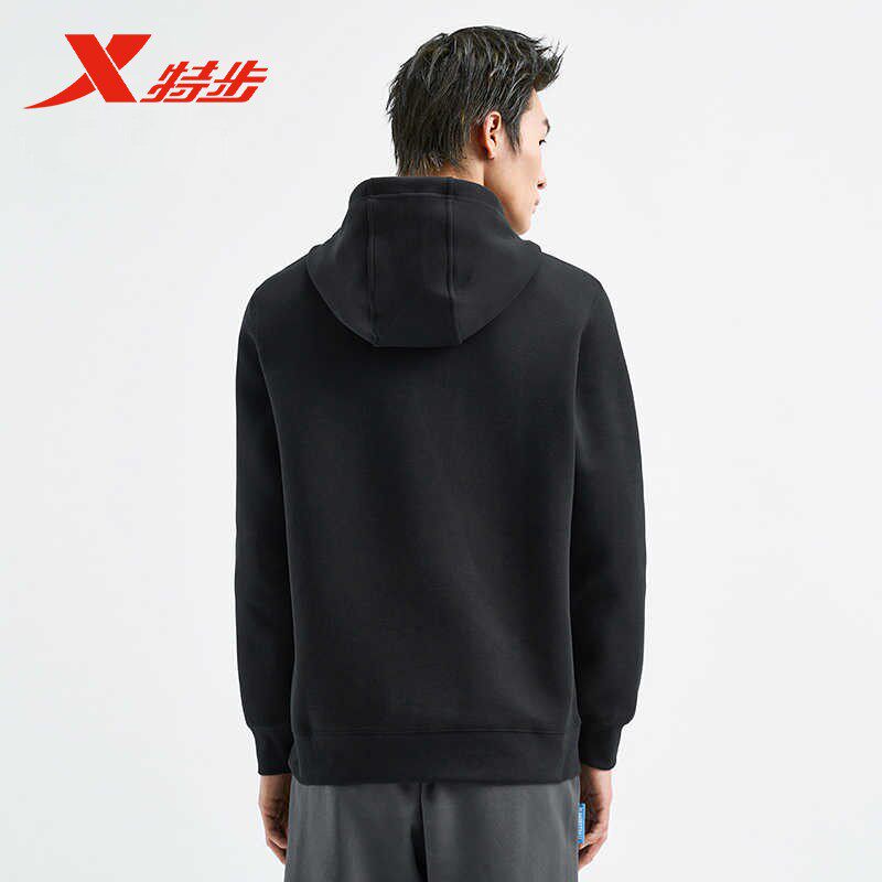 特步门店同款连帽卫衣男2025春新款印花百搭通勤外套975129930205