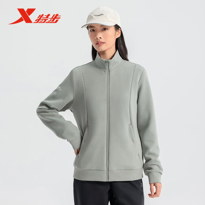 特步运动外套女子2025春季新款健身跑步运动上衣夹克975128060056