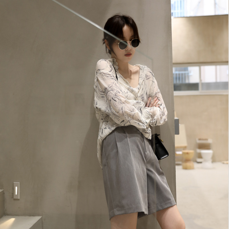 高腰西装夏薄款宽松直筒a字短裤 姬妋妮休闲裤