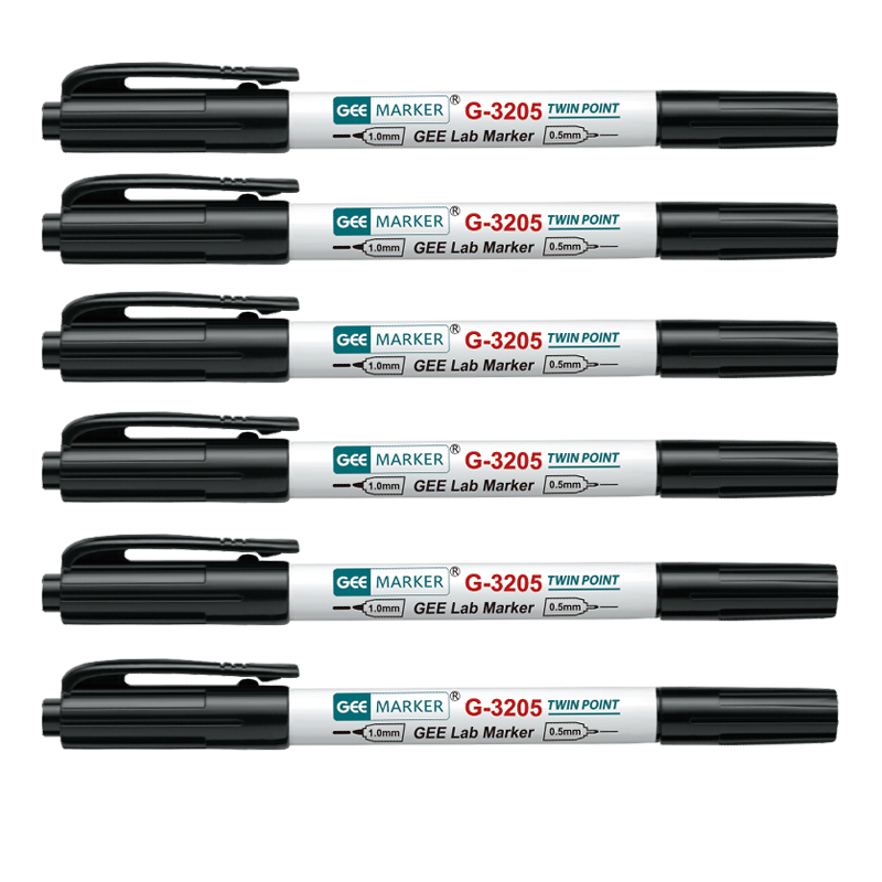 Geemarker实验室耐酒精双头记号笔G-3205油性笔冻存管玻璃试管标记防水耐低温工业记号笔0.5-1.0mm-图0