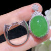 Cuiqin Emperor Bingyang Green Cabochon Ring 18k gold diamond inlaid with natural A-grade jadeite full and translucent