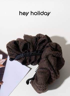 hey holiday针织蓬蓬款褶皱香蕉夹显发量锁边鱼线固定韧性好秋冬