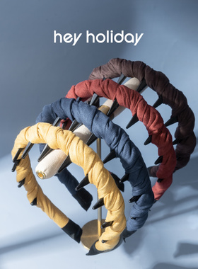 hey holiday牛皮绒大齿发箍女秋冬复古防滑束发箍洗脸压发头箍