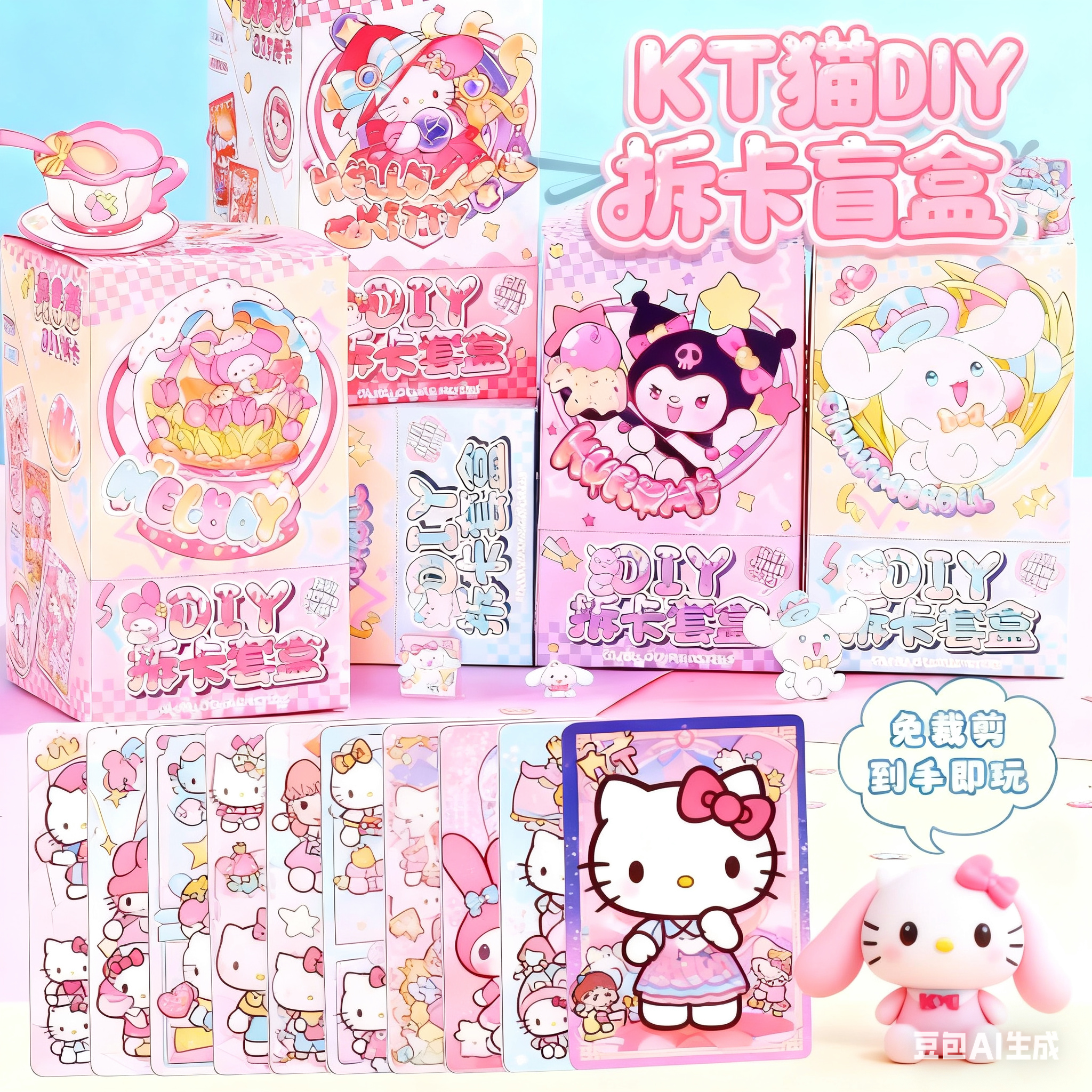 自制迷你库洛米拆卡包袋套装小手工diy材料盲盒贴纸女孩玩具卡牌6,淘宝优惠券,粉丝福利购,淘宝优惠卷