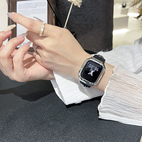 复古铆钉舒适硅胶表带适用iwatch78S10代苹果手表S11SE男女腕带 - 图1