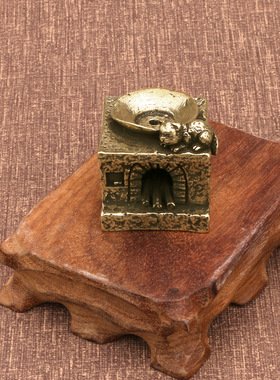 复古怀旧农村土灶黄铜摆件创意柴火灶家居装饰品中式黄铜摆件古玩