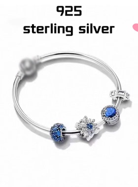 【新品】S925纯银万里挑一手镯套装冬日雪花轻奢礼物