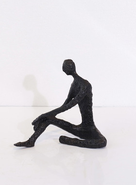 创意抽象黑色人物铸铁雕塑摆设别墅客厅书柜开放柜博古架软装摆件