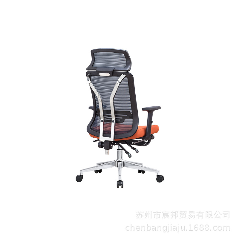 带头枕电脑椅带搁脚可躺午休椅职员椅老板经理椅办公椅透气网椅 - 图2