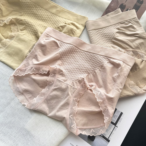 轻塑裤~2条中腰收腹提臀美体塑身内裤女士无缝蕾丝边紧致蜂窝抗菌 - 图0