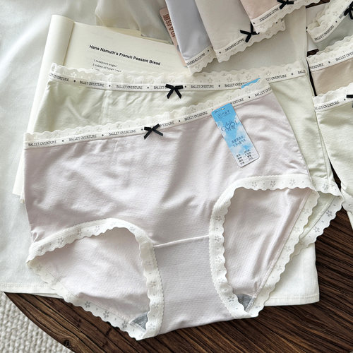 小凉呼吸裤~花仙子夏薄款中腰凉感莫代尔花边透气10A抑菌少女内裤 - 图0