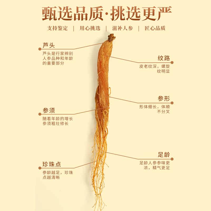 白山农夫整支整枝无糖正品即食红参 白山农夫人参/园参及其制品