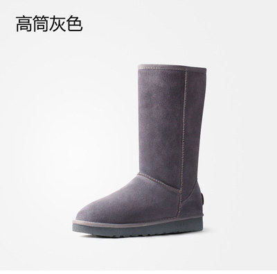 新款高筒雪地靴女皮毛一体冬季真皮防水防滑棉鞋加绒长靴大码男鞋 - 图2