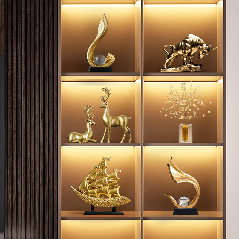 酒柜装饰品摆件书柜轻奢高档客厅电视柜高端领导办公室工艺品套装