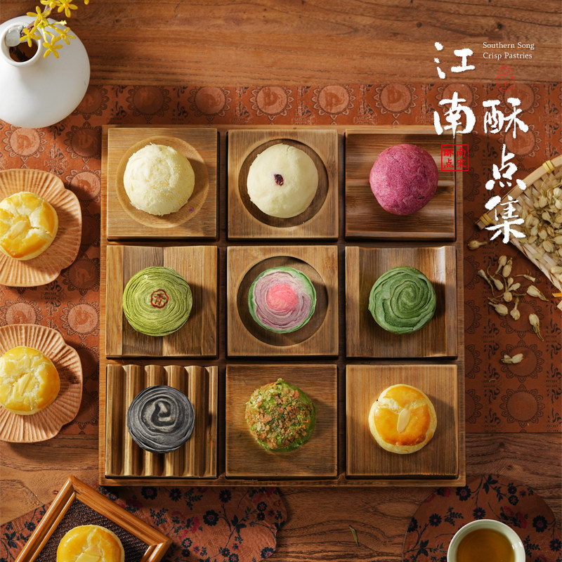南宋胡记玫瑰龙井茶酥桂花饼零食杭州特产传统中式糕点心节日送礼 - 图1