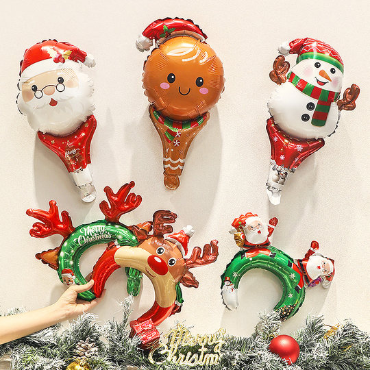 Christmas decoration hand stick aluminum film balloon