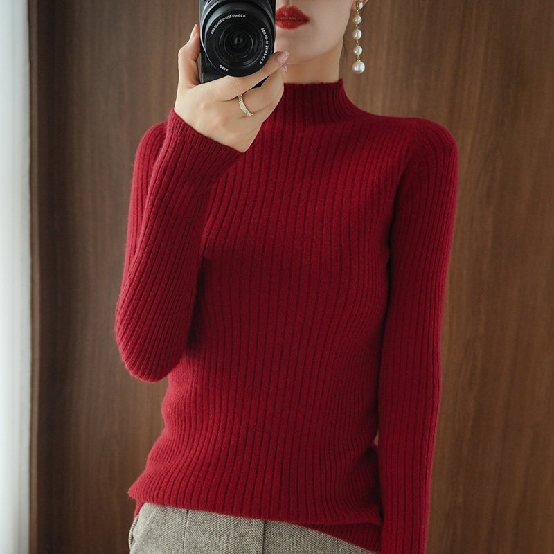 2020秋冬新款半高领修身套头毛衣 青戎羊毛衣