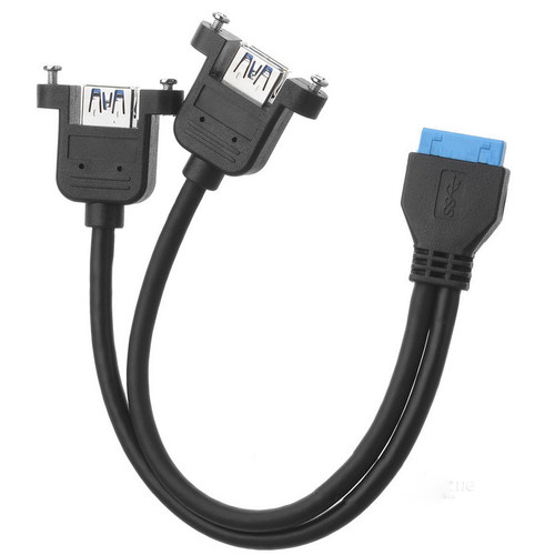 FVH USB 3.0转接线20针 转usb3.0主板20pin转2port 外接转换 黑色 - 图3