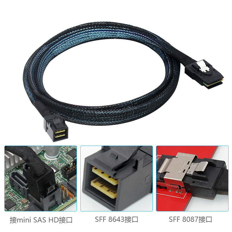 FVH Mini SAS HD SFF-8643对SFF-8087连接线Slimline SAS SFF8654 - 图1