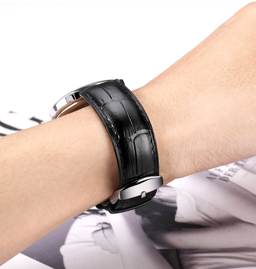 抢牛大师真皮牛皮男女手蝴蝶扣表带表链皮针扣表带代用