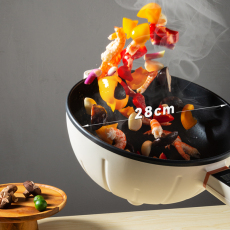 Плиты 电炒锅多功能家用炒菜大容量4升电煮锅一体式不粘麦饭石电热火锅