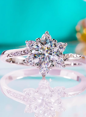 银镀金1克拉雪花扭臂碎钻戒指