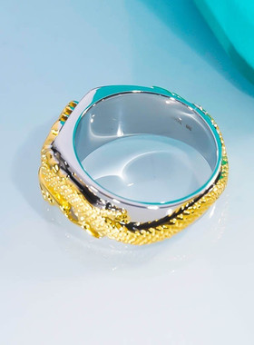 银镀铂金进口D色莫桑石龙纹男戒