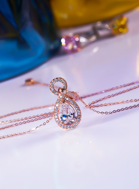 银镀女玫瑰金特别别致项链