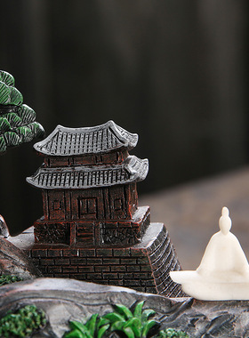 新品树脂沉香倒流香炉家居饰品摆件创意高山流水禅意回流香炉原创