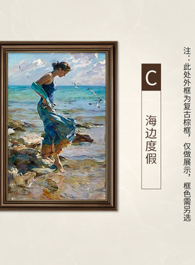 美式玄关装饰画法式复古欧式卧室酒店走廊过道挂画客厅壁画定制