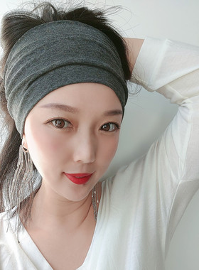 韩国头饰ins休闲纯色头巾超宽洋气欧美发带运动洗脸束发带发箍女