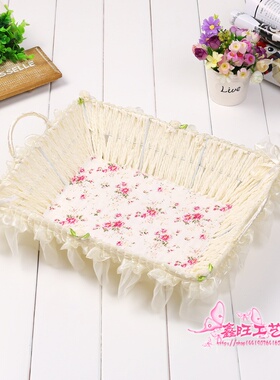 新款手工编织收纳筐  创意家居收纳编织篮 藤编带家居摆件