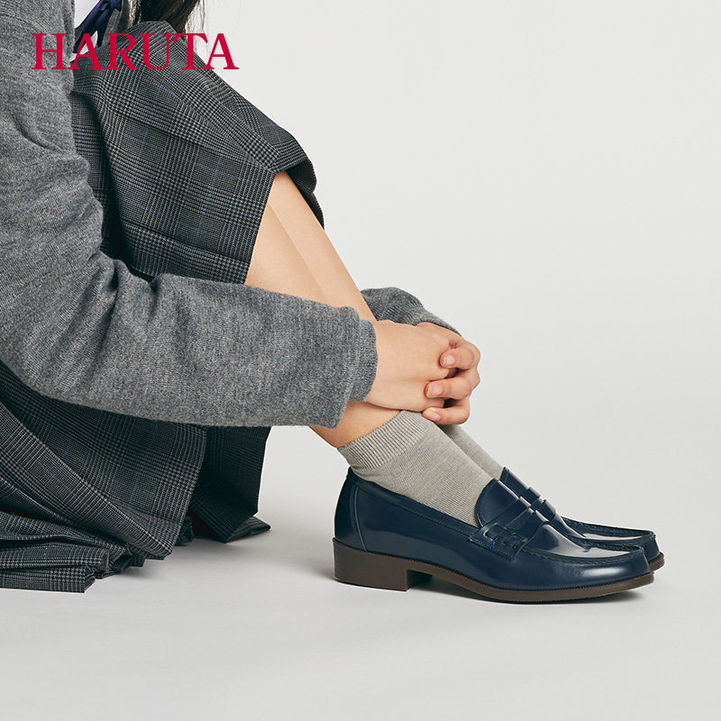 haruta日系230真皮款单鞋百搭jk制服鞋英伦牛皮小皮鞋女乐福鞋,淘宝优惠券,粉丝福利购,淘宝优惠卷