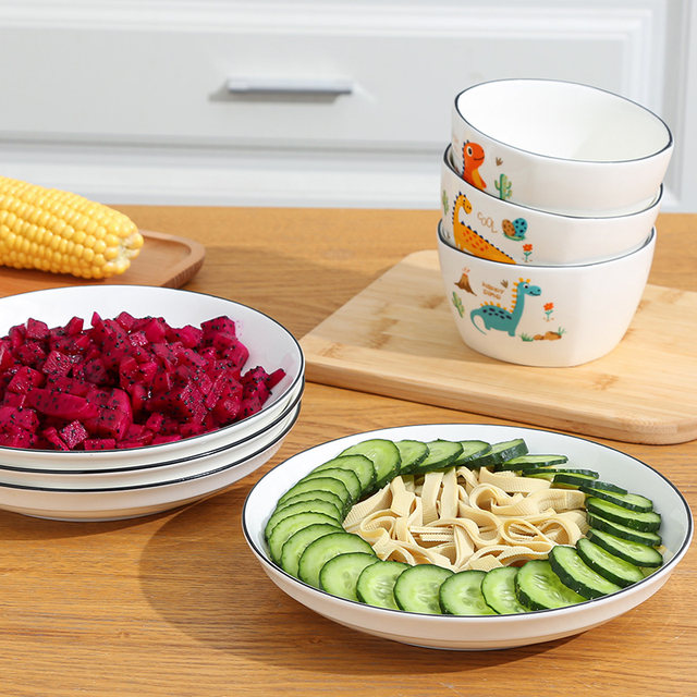 Cartoon ceramic rice bowl cute rice bowl set creative breakfast square bowl internet celebrity children's bowl home super cute bowl