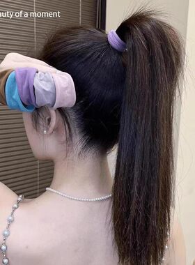 韩版简约气质黑色粗马尾发圈女
