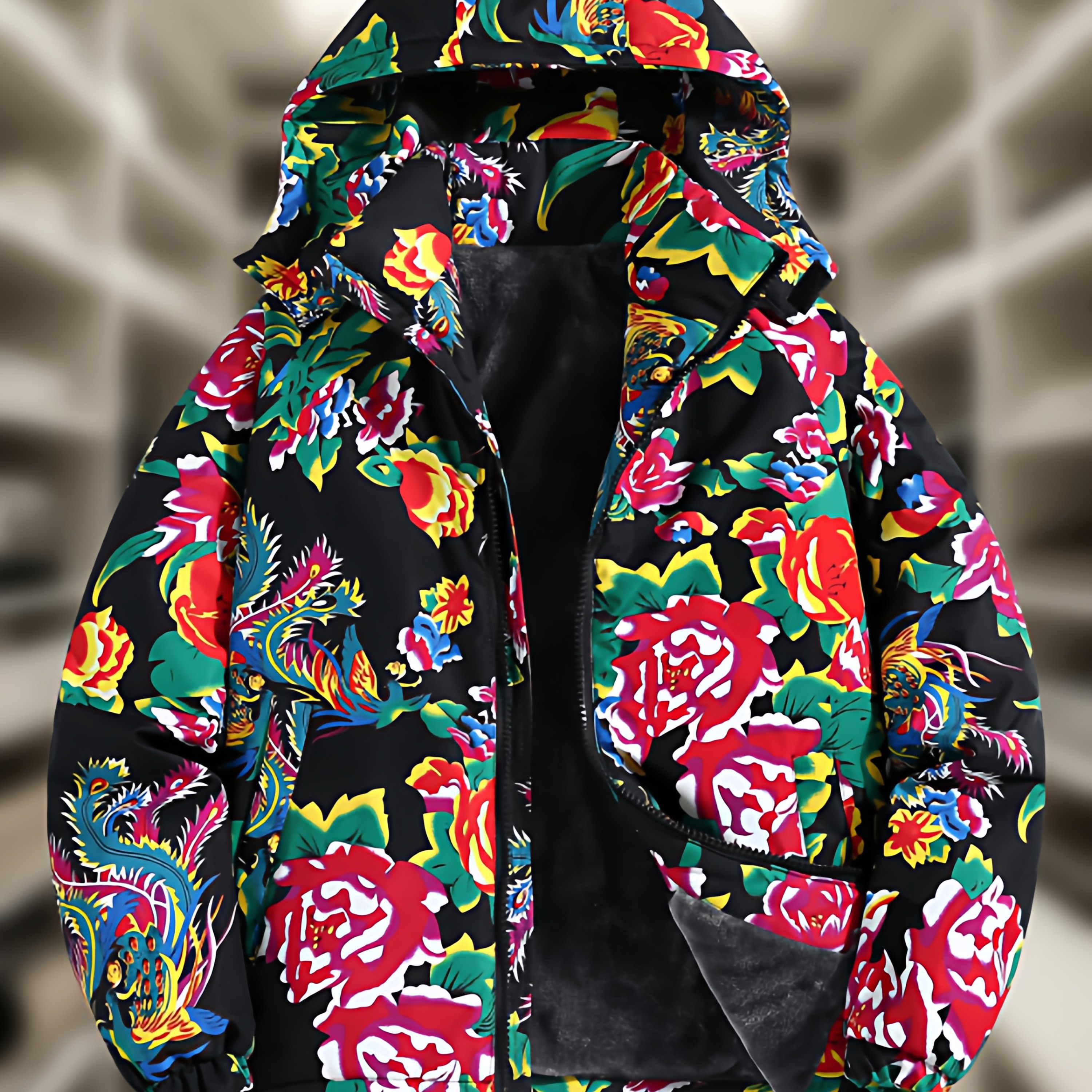 秋冬季国潮风东北大花棉袄子牡丹花情侣加绒棉衣加厚棉服男女外套,淘宝优惠券,粉丝福利购,淘宝优惠卷