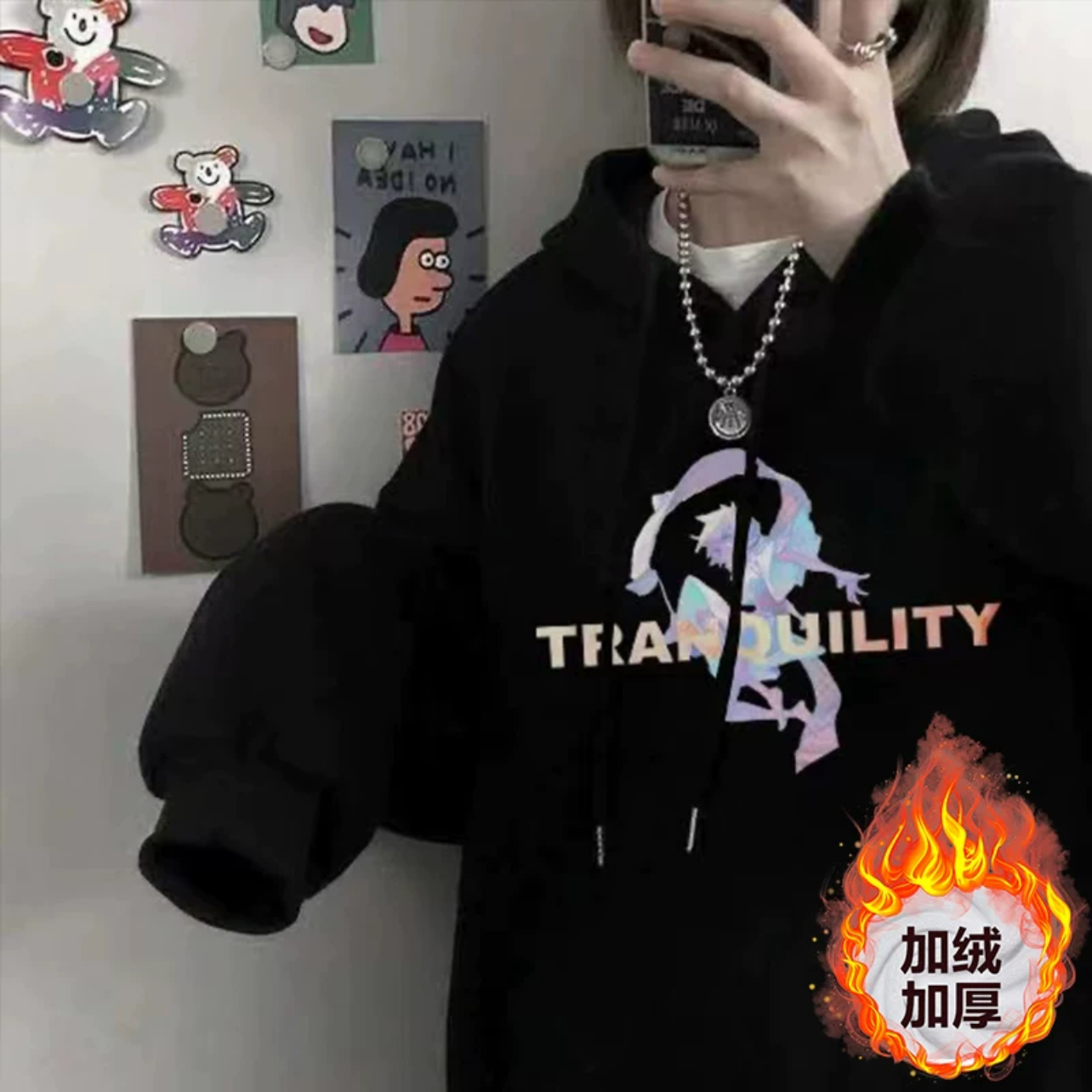 卫衣女2023年新款早春宽松ins薄款设计感小众衣服连帽卡通上衣潮-第3张图片-提都小院