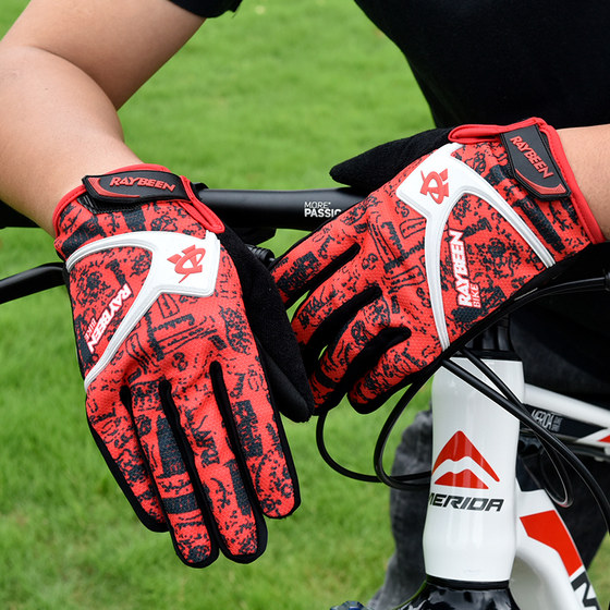 Bicycle shock-absorbing long finger gloves