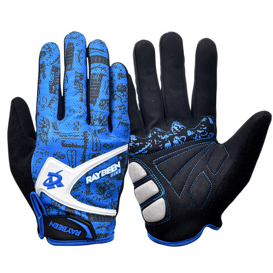 Bicycle shock-absorbing long finger gloves