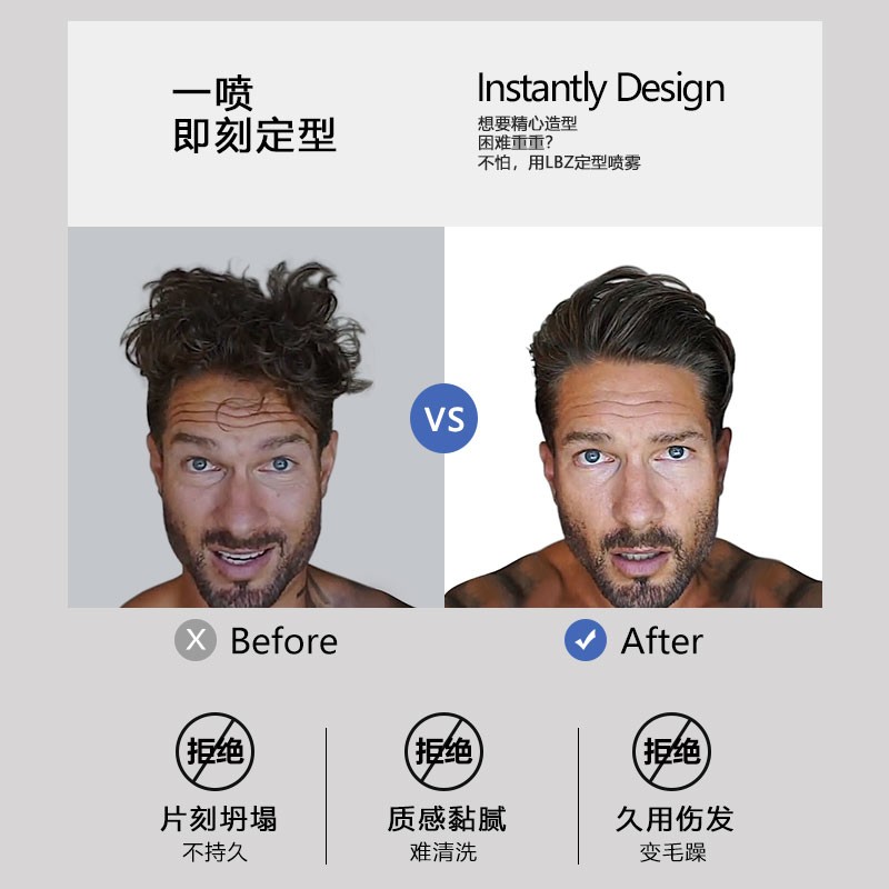 LBZ定型喷雾发胶喷雾定型强力持久古龙清香男士发型造型蓬松干胶-图2