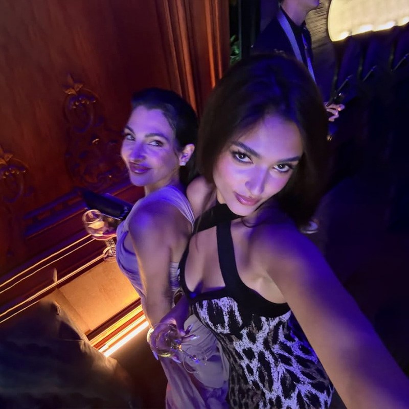 CNYISHE 欧美风性感V领低胸挂脖连衣裙豹纹拼接设计显身材长裙子 - 图2