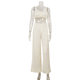 Temperament hot girl V-neck suspender straight trousers two-piece set